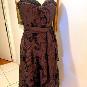 Vintage BARI JAY Strapless Brown Ribbon Dress 4